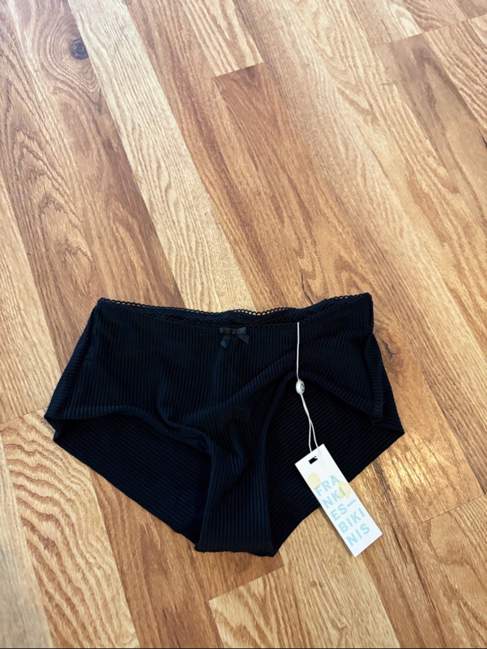 NWT Frankie’s Bikinis  | Lisa Ribbed Full Coverage Bikini Bottom | Midnight | XS